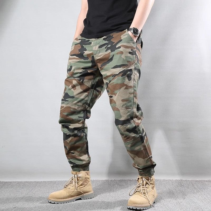 Men Fashion Casual Vintage Camouflage Plus Size Cargo Pants