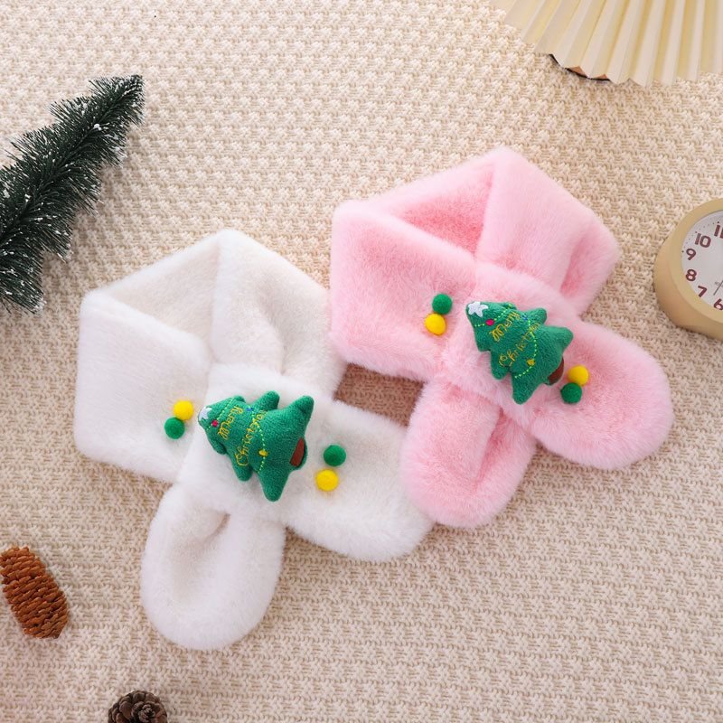 Kids Boys Girls Winter Casual Cute Christmas Cartoon Plush Scarf