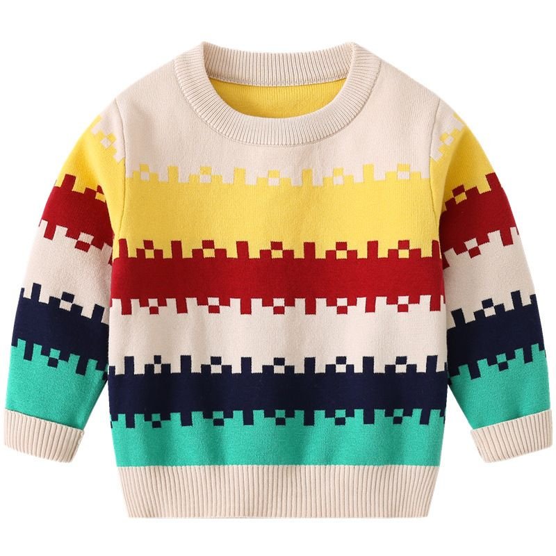 Kids Toddler Boys Fall Winter Casual Cute Color Matching Long Sleeve Knitwear Sweater