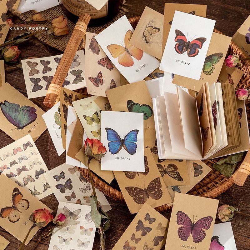 80Sheets/Pack Time Projector Series Junk Journal Mini Material Book Paper Kraft Card Diy Scrapbooking Decorative Lomo Cards