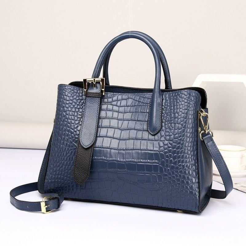 Women Fashion Elegant Genuine Leather Crocodile Pattern Diana Bag