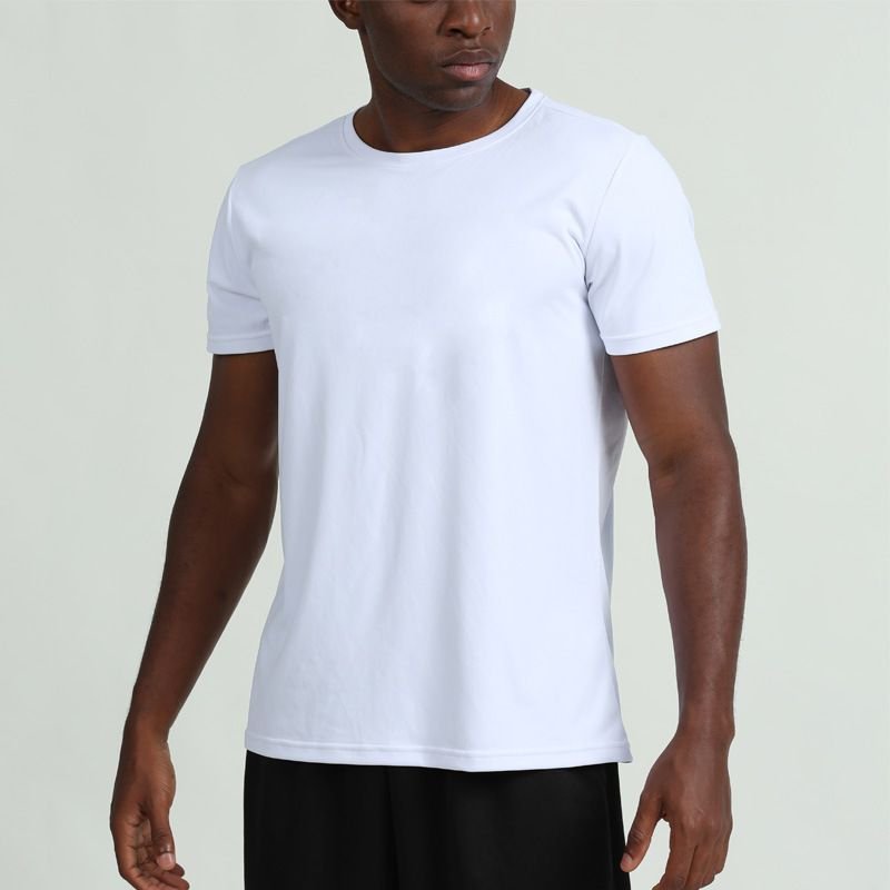 Men Casual Basic Solid Color Quick Drying Short Sleeve Round Neck Sports T-Shirt