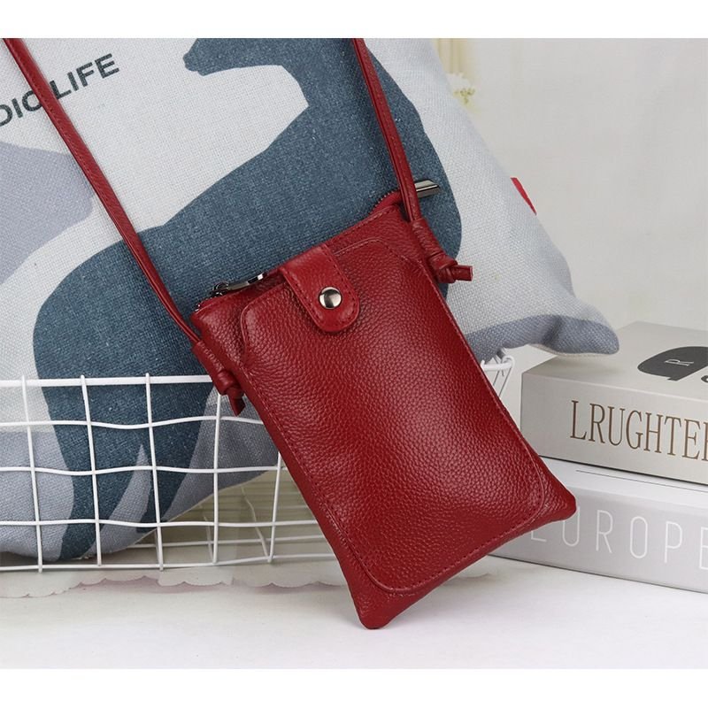 Women Fashion Solid Color Genuine Leather Mini Crossbody Bag