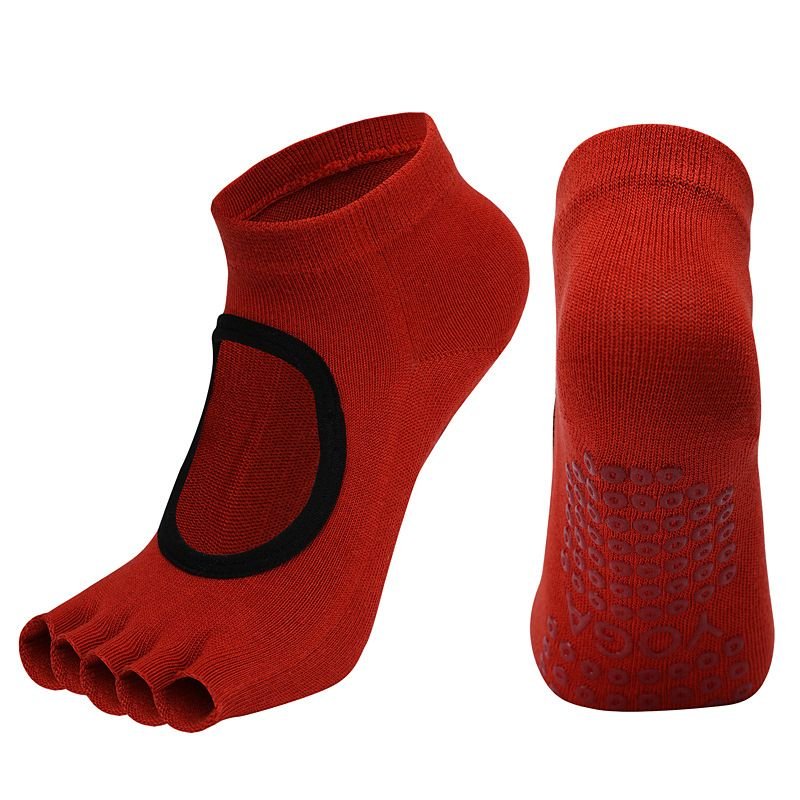 Combed Cotton Half Toe Open Back Yoga Socks