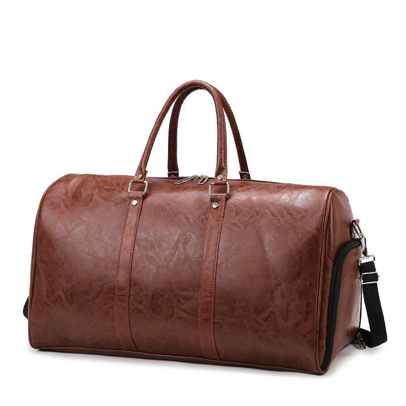 Men Leisure Sports Business Vintage Large Capacity PU Duffle Bag