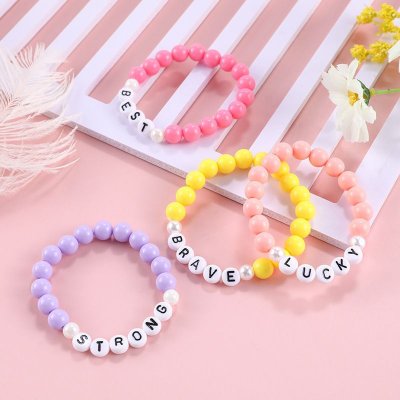 Kids Acrylic Bead Hand Beaded Letter Bead Bracelet Jewelry