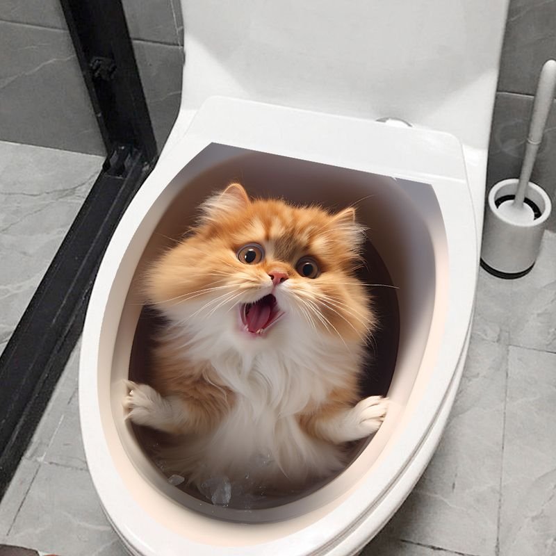 Creative Cartoon Cute 3D Kitten Puppy Animal Toilet Toilet Stickers Home Decoration