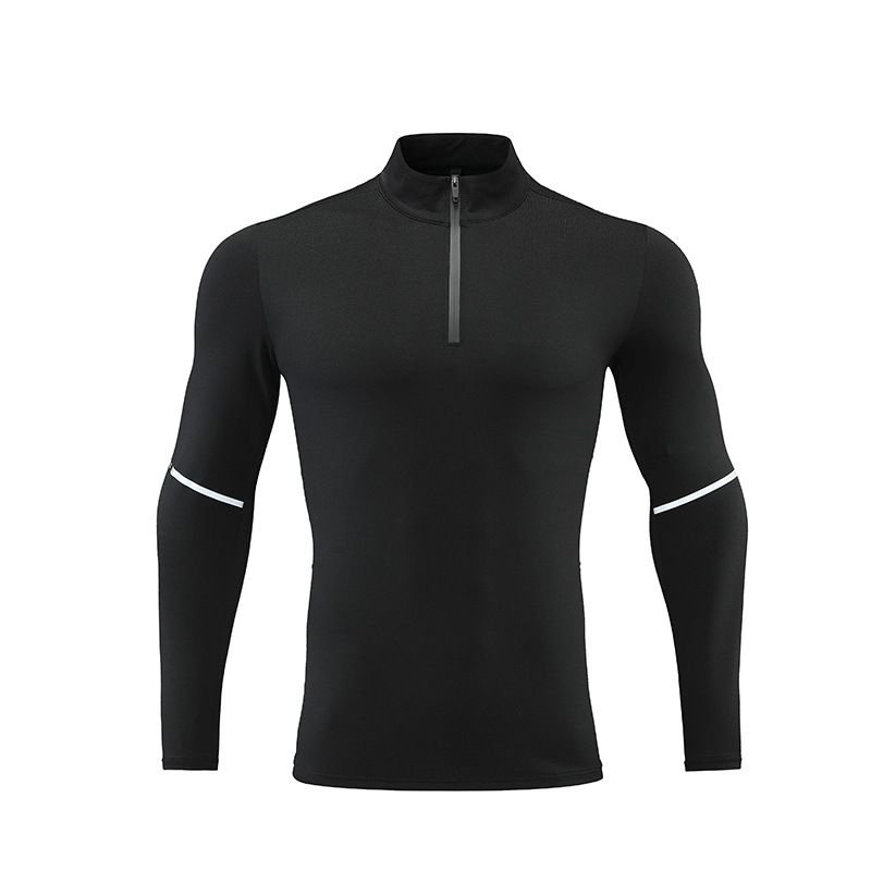 Men Casual Sports Basic Tight Half Zipper Plus Size Long Sleeve Training T-Shirt