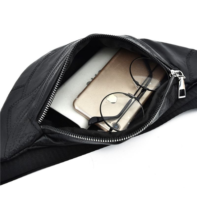 Women Simple Leather Zipper Chest Bag