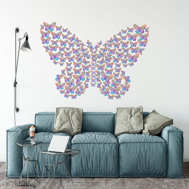 Cartoon Creative 3D Three-Dimensional Hollow Butterfly Wall Stickers Living Room Wall Decoration 12-Set