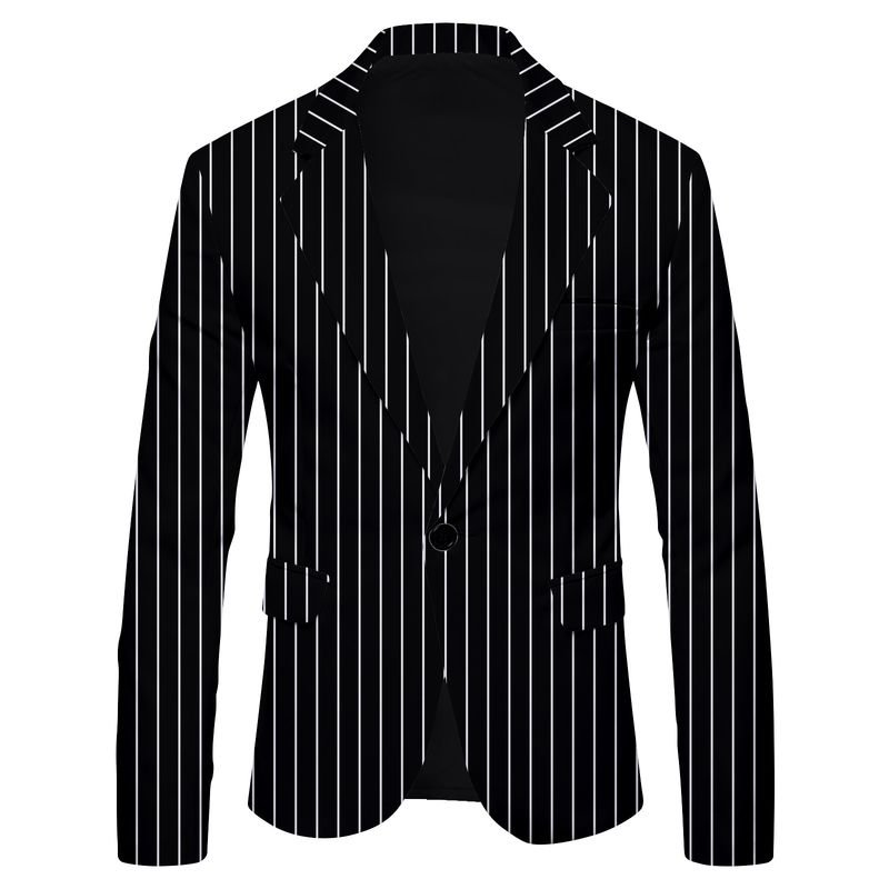 Men Spring Autumn Fashion Casual Party Polka Dot Stripe Zebra Leopard Print Long Sleeve Lapel Suit Coat