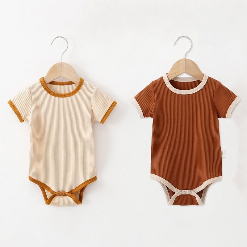 Kids Baby Boys Girls Casual Cute Solid Color Short Sleeve Romper