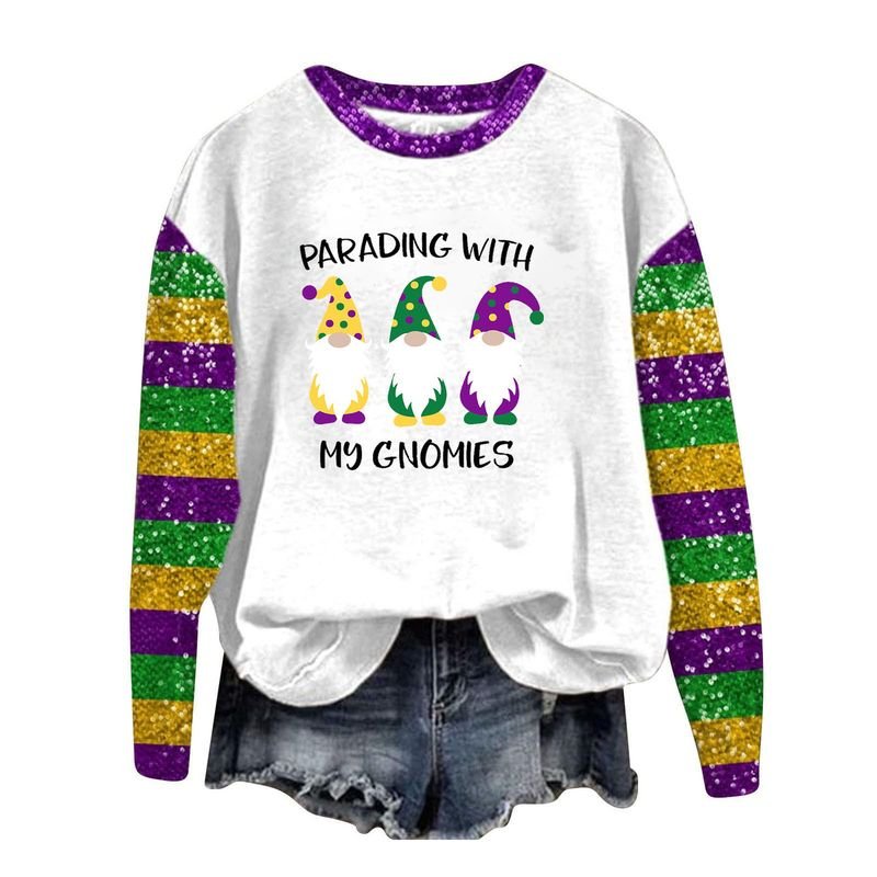 Women Carnival Mardi Gras Casual Fashion Round Neck Sweatshirt