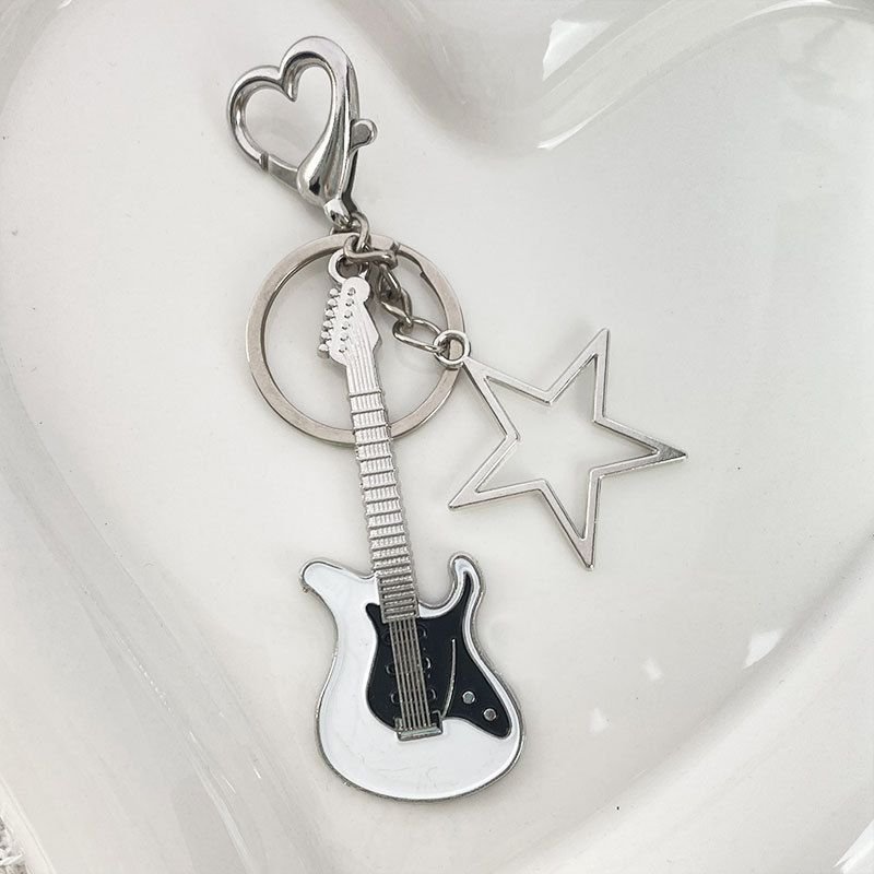 Women Minimalist Retro Guitar Star Keychain Pendant