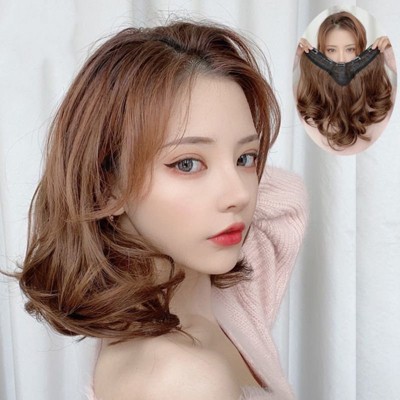 Women'S U Shape Half Head Cover Long Hair Seamless Big Wave Wig