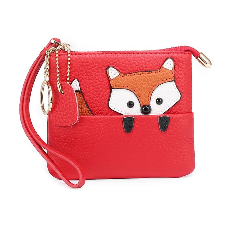 Cute Fox Design Women Genuine Leather Coin Wallet