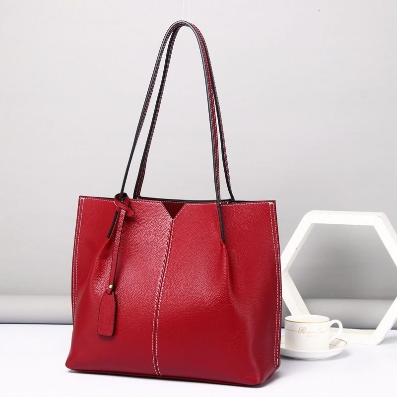 Women Casual Leather Tote Bag Large Capacity Shoulder Bag