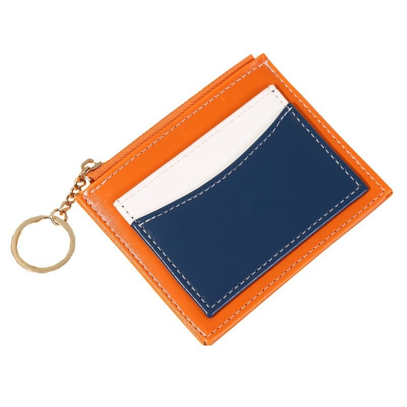 Women Simple Solid Color Square Zipper Mini Wallet