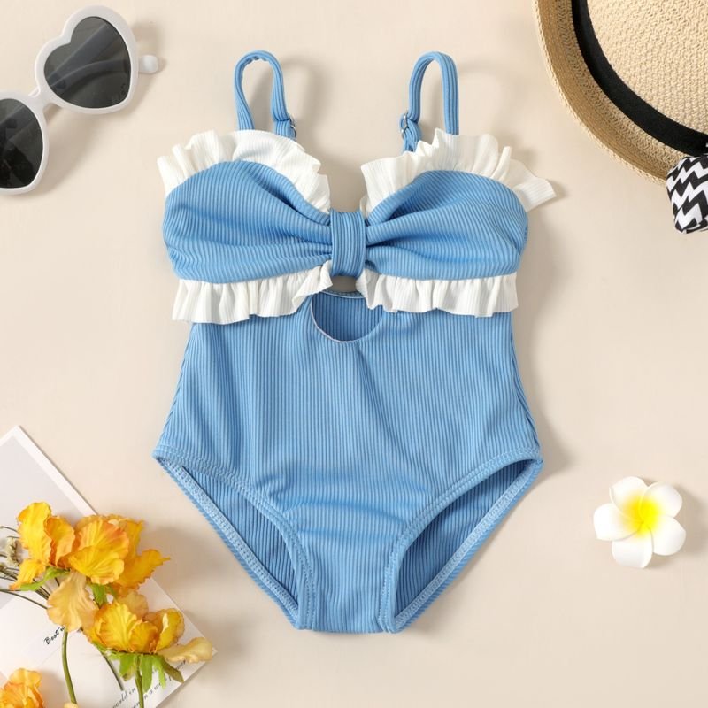 Kids Baby Girls Casual Cute Bow One Piece Swimwear