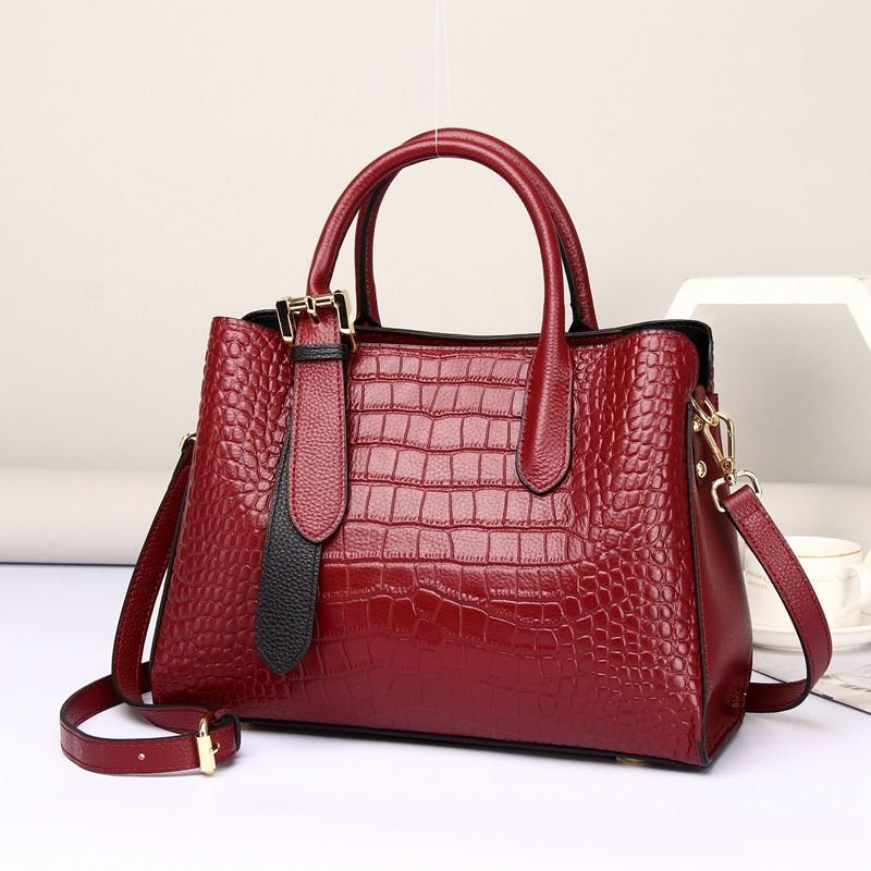 Women Fashion Elegant Genuine Leather Crocodile Pattern Diana Bag