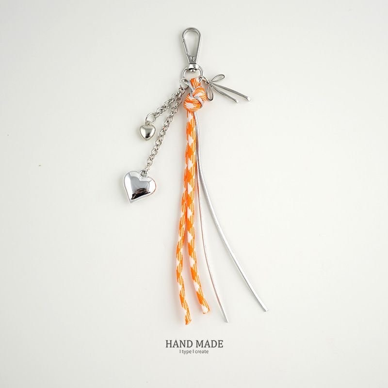 Fashion Heart Bow Rope Tassel Keychain