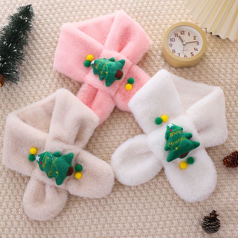 Kids Boys Girls Winter Casual Cute Christmas Cartoon Plush Scarf