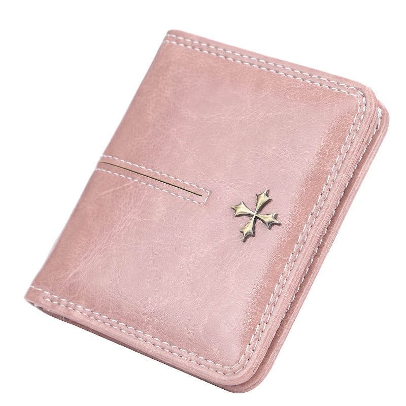 Woman Solid Color Mini Bifold Wallet