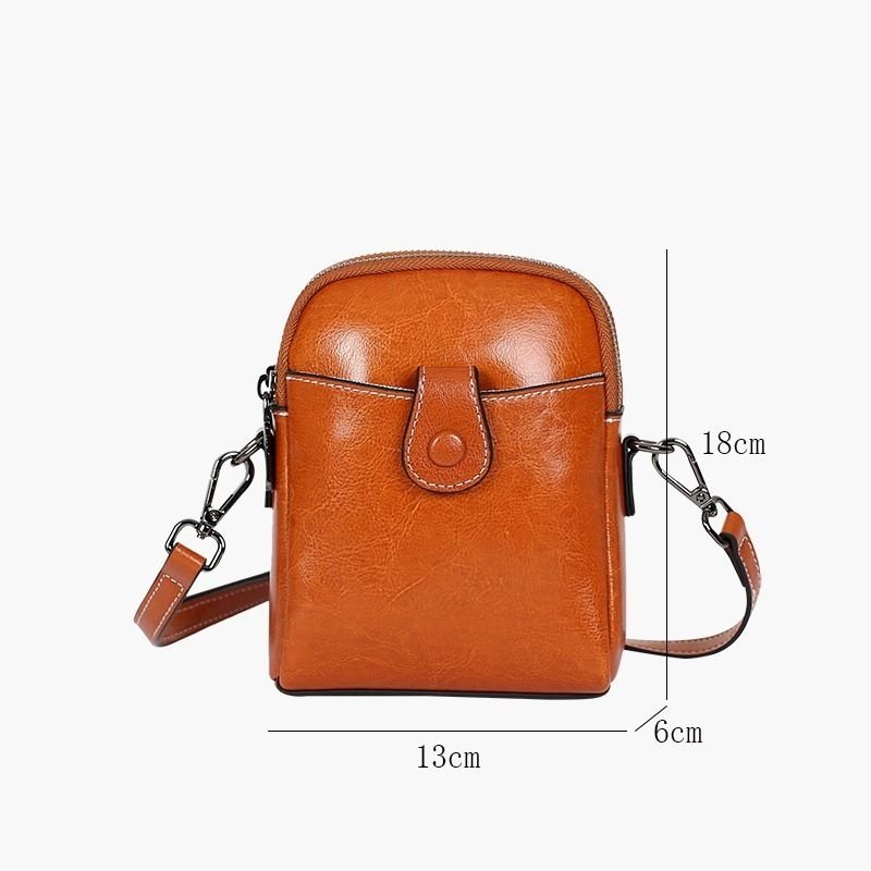 Women Retro Genuine Leather Mini Phone Bag Shoulder Bag