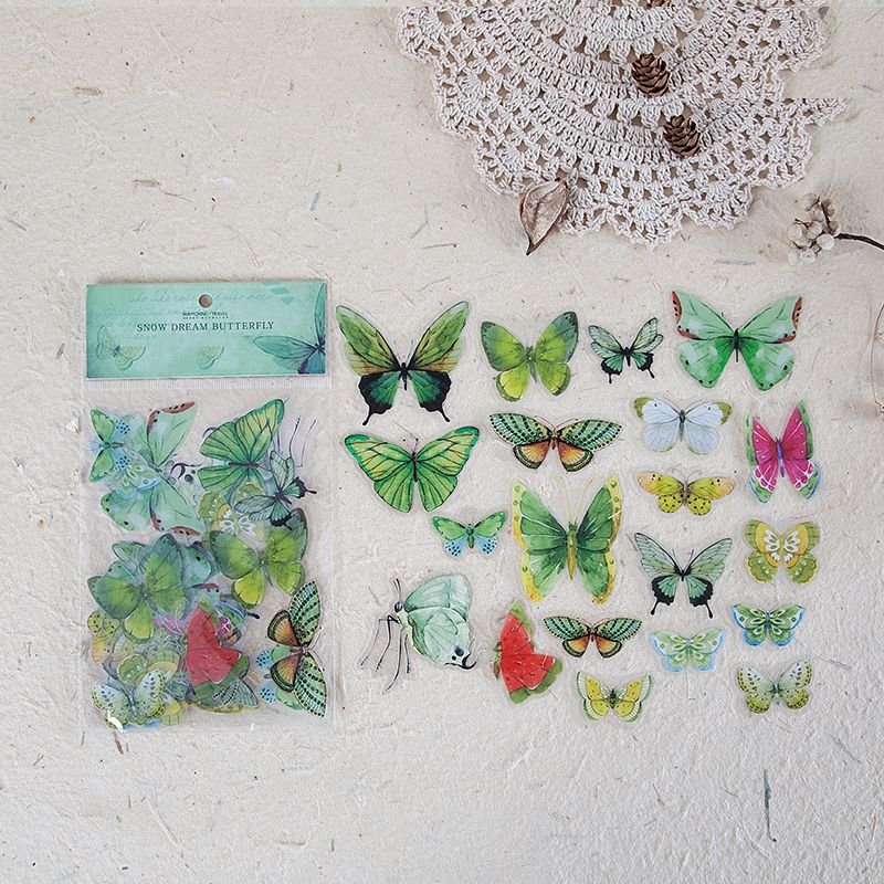 8 Designs 40Pcs/Lot Butterfly Deco Stickers Scrapbooking Toy Plants Deco Album Diy Stationery Stickers