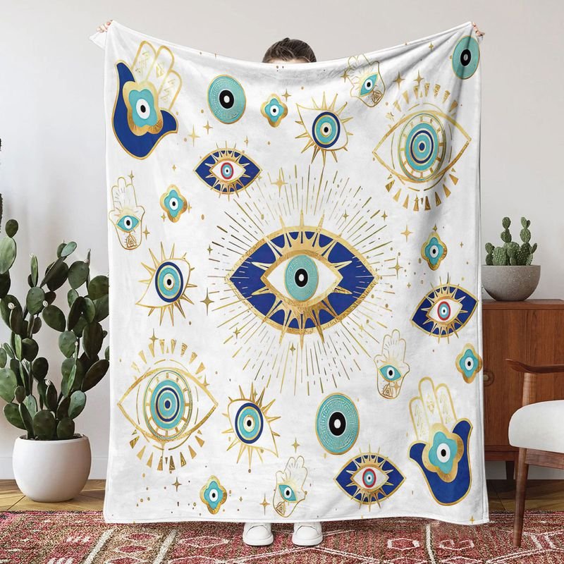 130*100cm Evil Eye 3d Printed Flannel Blanket