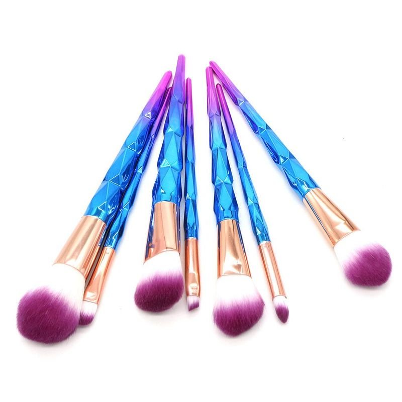 7pcs/set Colorful Gradient Diamond Unicorn Makeup Brushes