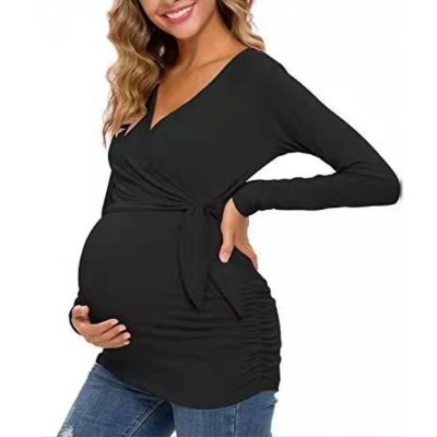 Pregnant Women Fashion Casual V-Neck Cross Breastfeeding Top