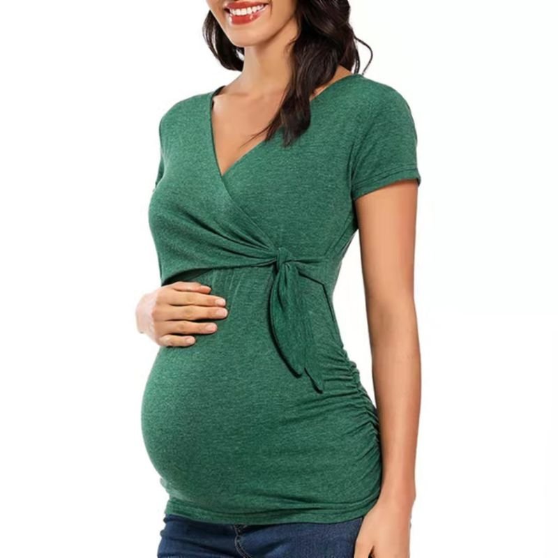 Pregnant Women Fashion Casual V-Neck Cross Breastfeeding Top