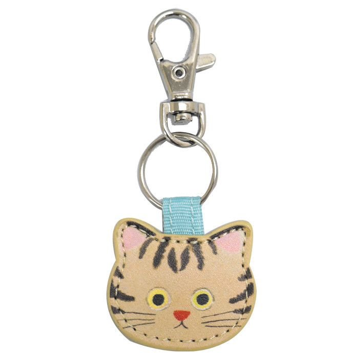 Women Simple Cute Kitten Leather Key Chain Pendant