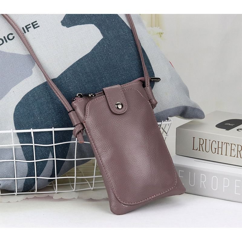 Women Fashion Solid Color Genuine Leather Mini Crossbody Bag