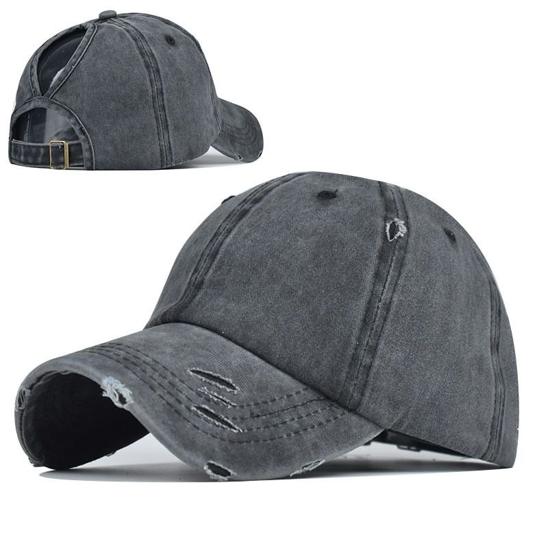 Washed Ripped Baseball Cap Women Outdoor Sports Sun Hat Custom Cap