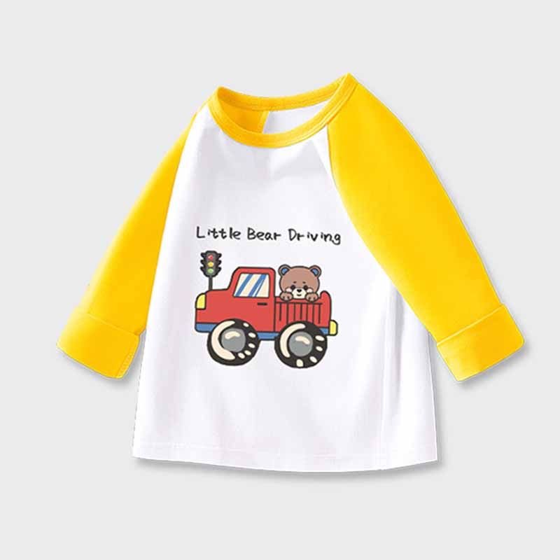 Kids Toddler Boys Girls Casual Cute Cartoon Print Long Sleeve Round Neck T-Shirt