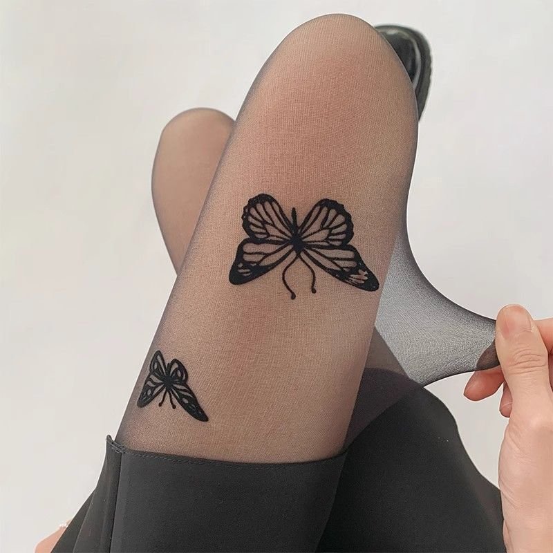 Women Fashion Sexy Black Bow Print Pantyhose