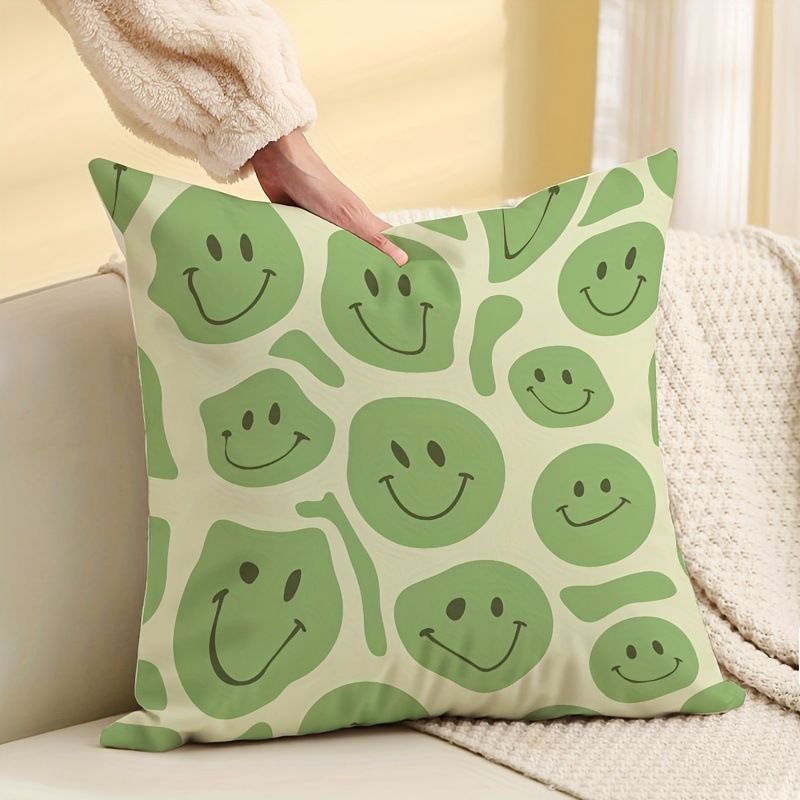 Simple And Weird Letter Smiley Print Home Sofa Cushion Cover