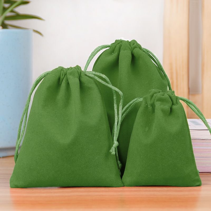 Simple Solid Color Flannel Jewelry Storage Drawstring Bag Packaging