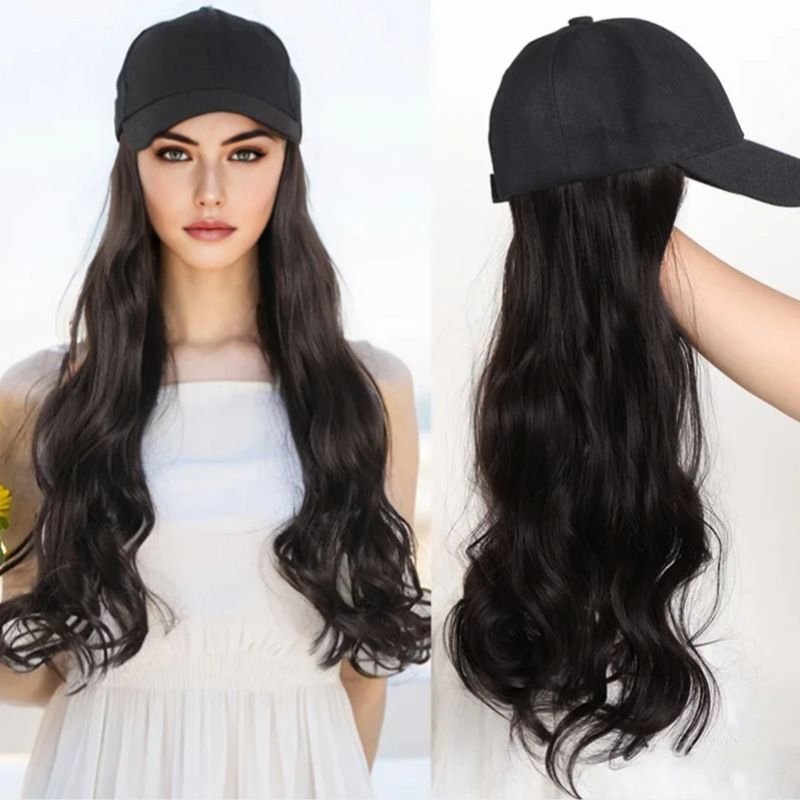 Women Fashion Long Curly Hair Hat Wig