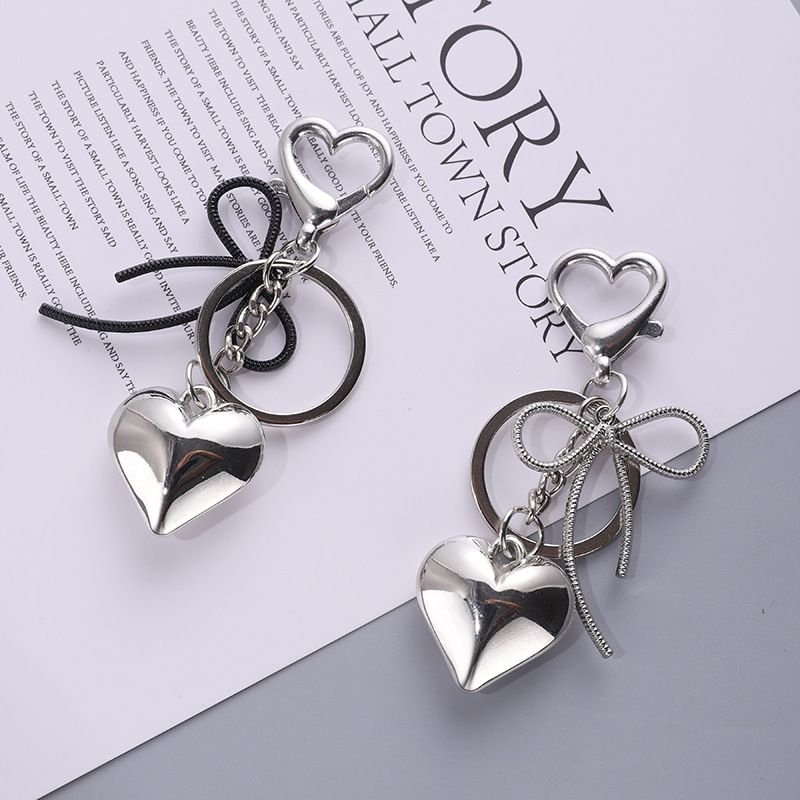 Fashion Simple Heart Bow Key Chain