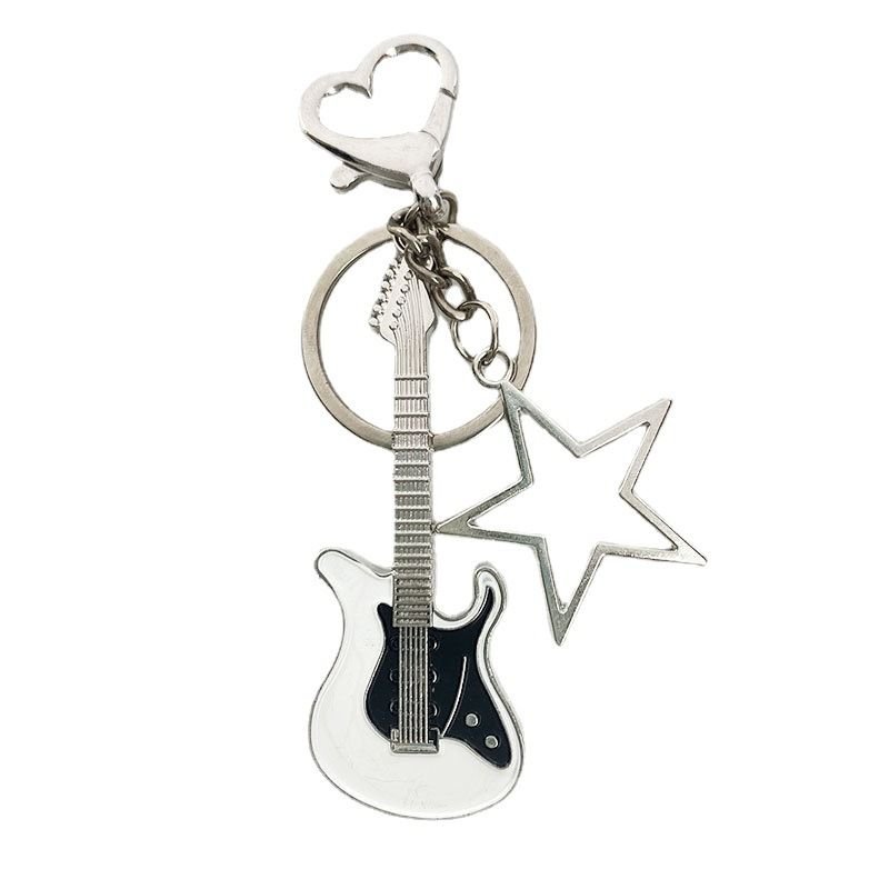 Women Minimalist Retro Guitar Star Keychain Pendant