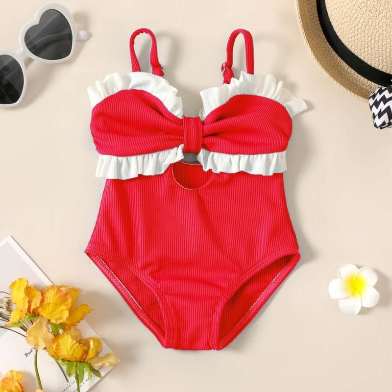 Kids Baby Girls Casual Cute Bow One Piece Swimwear