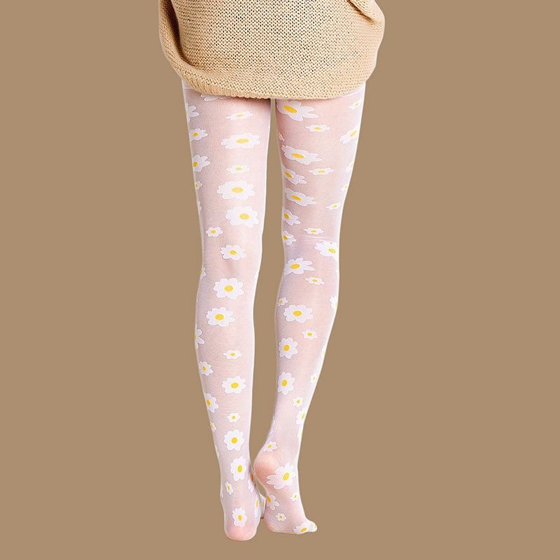 Women Fashion Sexy Daisy Jacquard Pantsuit Stockings