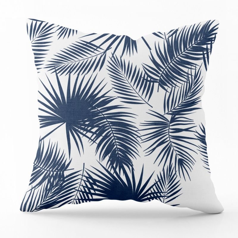 Blue Geometric Lines Throw Pillowcase Simple Stripe Linen Pillowcase