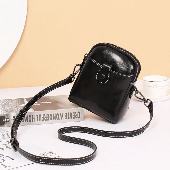 Women Retro Genuine Leather Mini Phone Bag Shoulder Bag