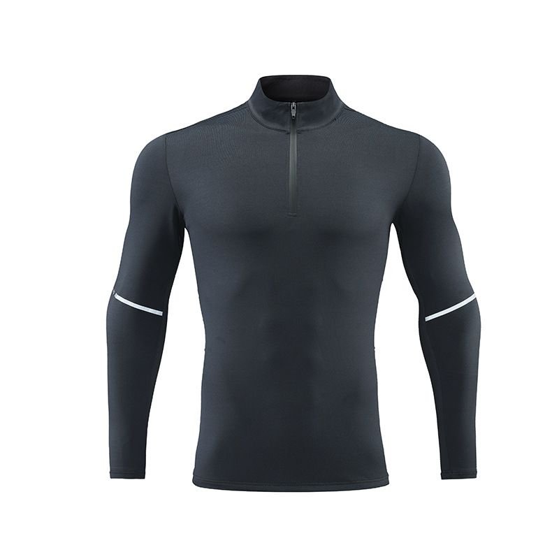 Men Casual Sports Basic Tight Half Zipper Plus Size Long Sleeve Training T-Shirt