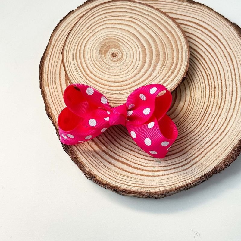 Kids Girls Cute Polka Dot Print Bow Hairpin