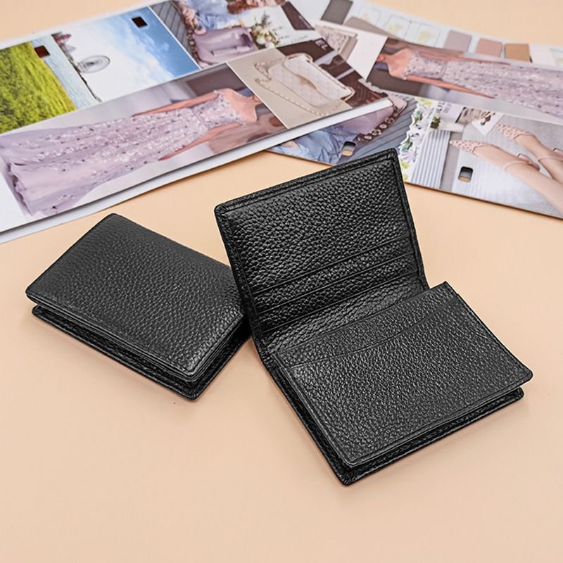 Multi-Card Creative Leather Card Holder Solid Color Wallet